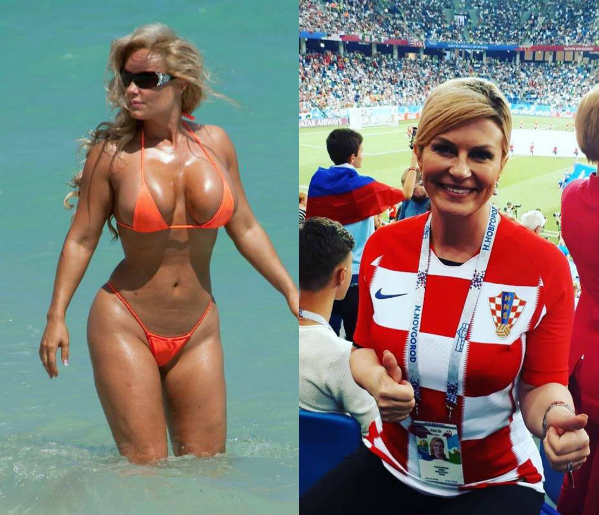 президент хорватии на пляже в купальнике