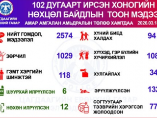 Өчигдөр хүүхэд, гэр бүлийн хүчирхийллийн 108 дуудлага бүртгэгдэж, 132 иргэн эрүүлжүүлэгджээ